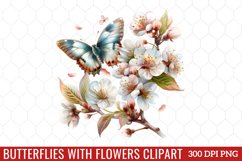 Butterflies With Flowers Clipart Product Image 1