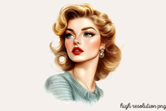 Vintage Retro Girls Clipart PNG Product Image 1
