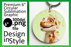 Elegant Circle Coaster PNG Artwork , Cute Dino Product Image 1