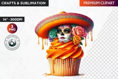 La catrina cupcake, Day of the dead Clipart, Mexican png Product Image 1