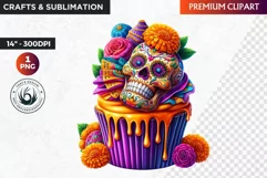 Sugar skull cupcake, Day of the dead Clipart, Mexican png Product Image 1
