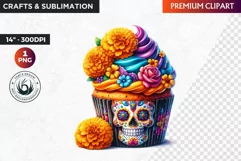 Sugar skull cupcake, Day of the dead Clipart, Mexican png Product Image 1