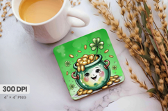 Cute Pot of Gold Smiling Square Coaster PNG Sublimation Desi Product Image 1