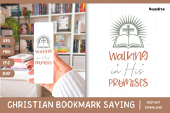 Christian Bookmark Saying SVG | Walking in His Promises Product Image 1