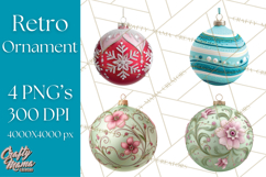 Retro Ornament Clipart PNG, Vintage Christmas Clip Art Product Image 1