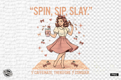 Coquette Summer Girl &amp; Coffee PNG Product Image 1