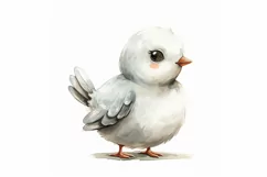Cute Dove Bird Baby Watercolor Handmade illustration Product Image 3