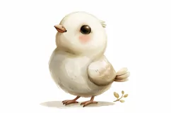 Cute Dove Bird Baby Watercolor Handmade illustration Product Image 3