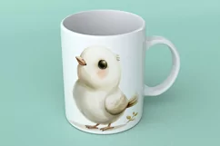 Cute Dove Bird Baby Watercolor Handmade illustration Product Image 1