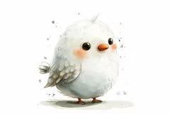 Cute Dove Bird Baby Watercolor Handmade illustration Product Image 1