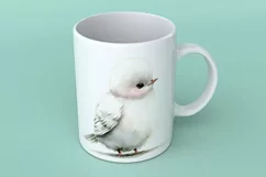 Cute Dove Bird Baby Watercolor Handmade illustration Product Image 3