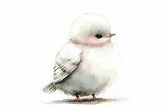 Cute Dove Bird Baby Watercolor Handmade illustration Product Image 1
