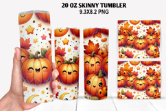 Pumpkin Skinny Tumbler 20oz Wrap Design, Halloween Tumbler Product Image 1
