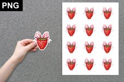 Valentines Cherries with Coquette Bow Sticker, Product Image 1
