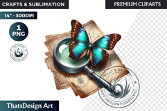 Dark Academia PNG, Gothic Butterfly Clipart Moody ephemera Product Image 1