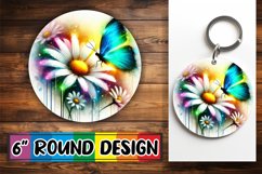 Whimsical Round Keychain Sublimation, Butterfly Product Image 1