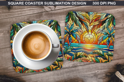 Tropical Coaster Sublimation, Summer Coaster PNG Design Product Image 1