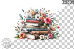 Books Flowers Sublimation- Clipart PNG Design Product Image 1