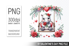 Valentine&#039;s Hippo Cub Clipart PNG, Digital Download File Product Image 1