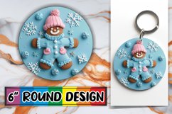 Festive 3D Gingerbread Round Design Keychain Holiday Product Image 1