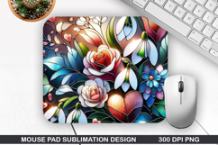 Flower Mouse Pad Sublimation, Spring Flower Mouse Pad PNG Product Image 1