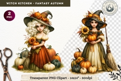 Autumnal Witch Kitchen Clipart cozy Fall PNG sublimation Product Image 1