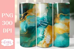 Teal marble tumbler wrap sublimation PNG, Alcohol ink PNG Product Image 1