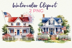 American House Clipart 4th of July PNG USA Independence day Product Image 1