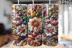 Embroidered Flowers Tumbler Wrap - High Quality 300 Dpi Product Image 1