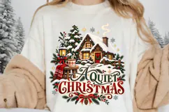 A Quiet Christmas PNG, Cozy Snowy Cottage Holiday Design Product Image 2