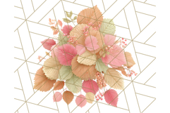 Fall Foliage Clipart PNG, Pink and Green Leaves Product Image 3
