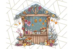 Cozy Christmas Market Stall Clipart PNG, Holiday Art Png Product Image 3