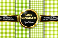 Lime Gingham Digital Papers - 04 Variations Product Image 1