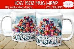 Merry Christmas mug wrap PNG Sublimation, 11oz and 15oz Product Image 1