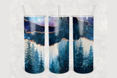 Navy Blue Marble Gold Agate Forest 20 oz skinny tumbler Product Image 1