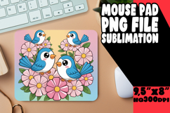 Colorful Raccoon &amp; Bloom Mouse Pad Sublimation PNG Product Image 1