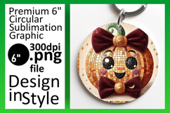 Whimsical Circle PNG Keychain Template , Cute Pumpkin Product Image 1
