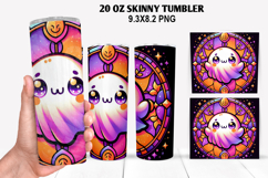 Ghost Skinny Tumbler 20oz Wrap Design, Halloween Tumbler PNG Product Image 1