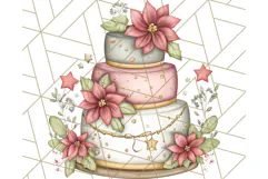 Christmas Cake Clipart PNG, Cottagecore Holiday Desserts Product Image 3