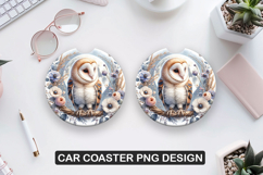 Owl Car Coaster Sublimation| Animal Coaster PNG Product Image 1