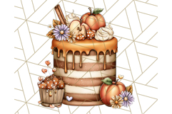 Fall Cake Clipart PNG, Autumn Cakes With Pumpkins Product Image 3