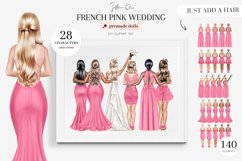 French Pink Wedding Clipart, Pink Bridesmaids Clipart Product Image 1