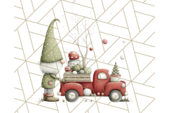 Vintage Truck Christmas Gnomes Clipart PNG, Cute Gnome Png Product Image 3