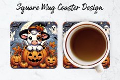 Halloween Cow Mug coaster | Coaster | Sublimation Design Product Image 1