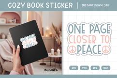Printable Cozy Book Lover Sticker | One Page Closer To Peace Product Image 1