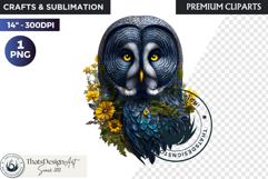 Floral Owl Fantasy clipart, Botanical and Wildlife Graphics Product Image 1