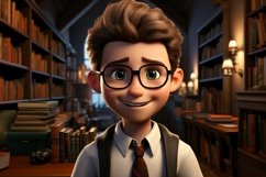 3D Character Child Boy Librarian with relevant environment Product Image 1