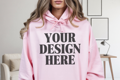 Light Pink Gildan 18500 Hoodie Mockup ,Cozy Unisex Sweatshi Product Image 1