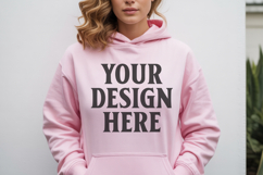 Light Pink Gildan 18500 Hoodie Sweatshirt Mockup, Unisex Product Image 1