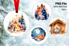 Nativity Scene Christmas Ornament Round Circle Jesus Baby_39 Product Image 1